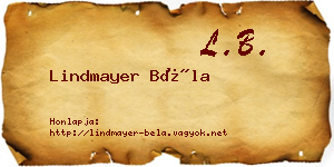 Lindmayer Béla névjegykártya